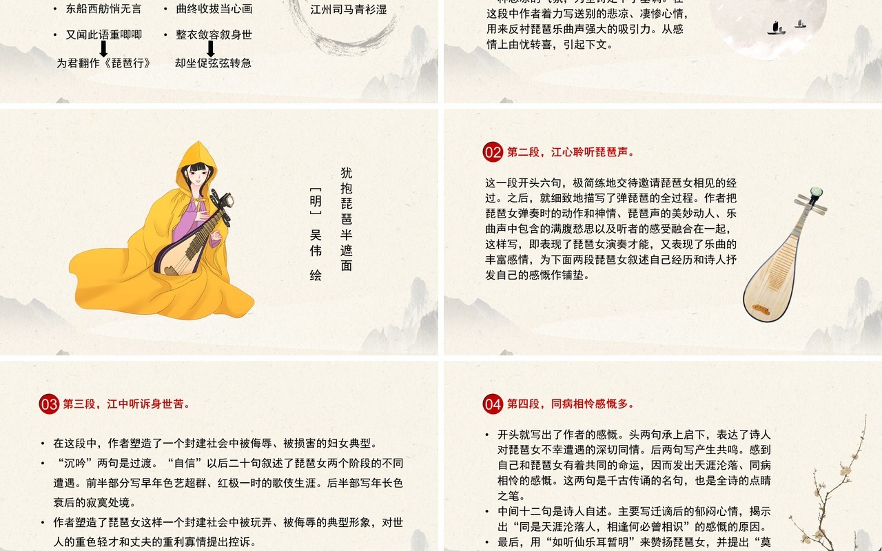 部编版高中语文必修三琵琶行课件PPT模板