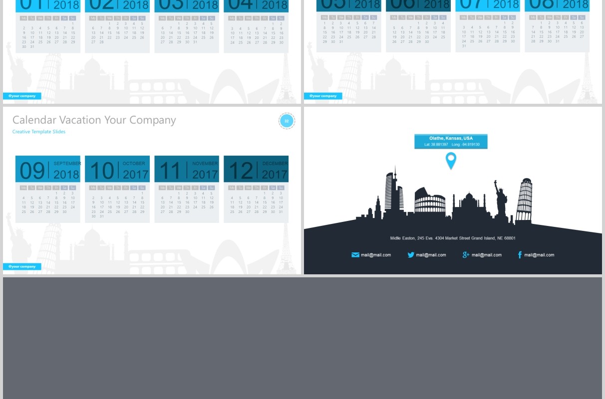 假期度假旅游线路项目计划PPT模板可视化信息图表Vacation - Traveling Presentation Template