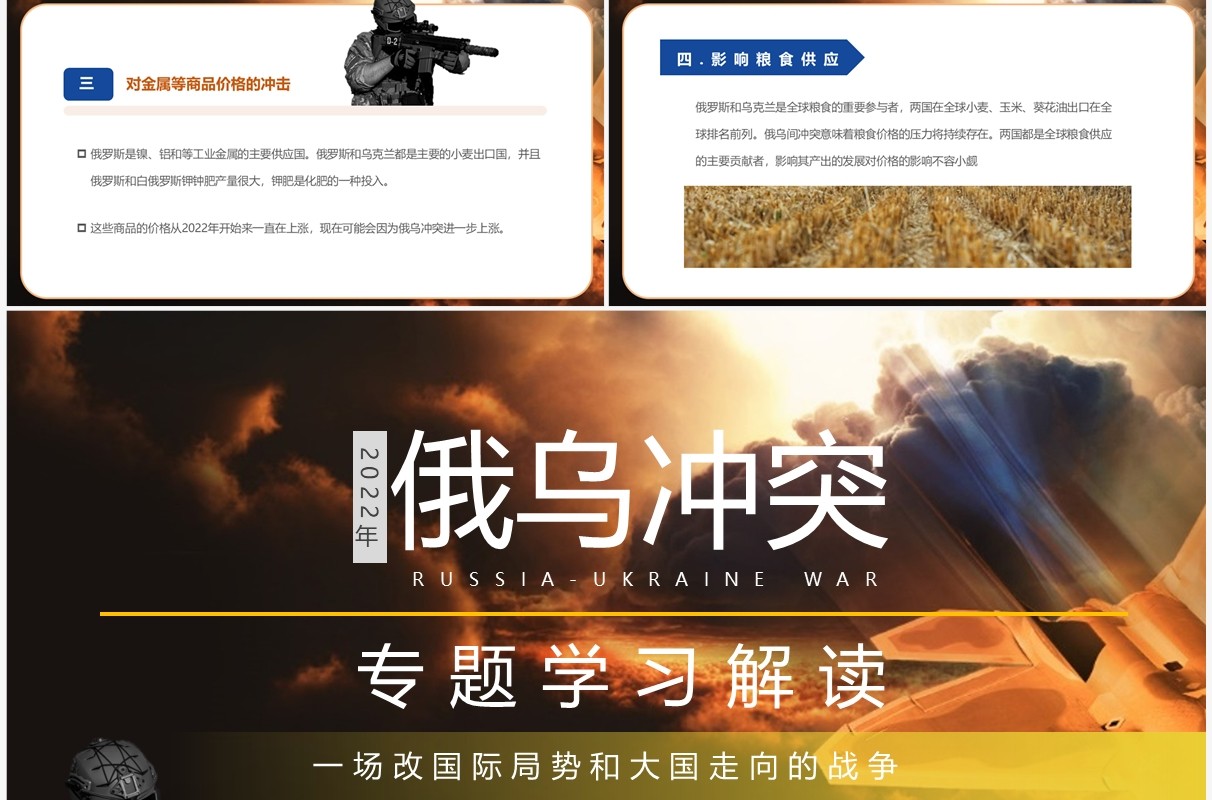黑色2022年俄乌冲突专题学习解读PPT模板
