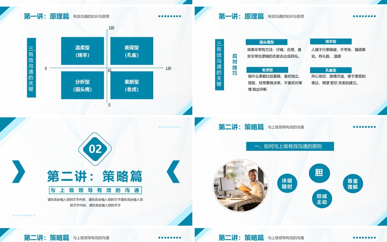 蓝色商务优秀管理者的有效沟通PPT模板