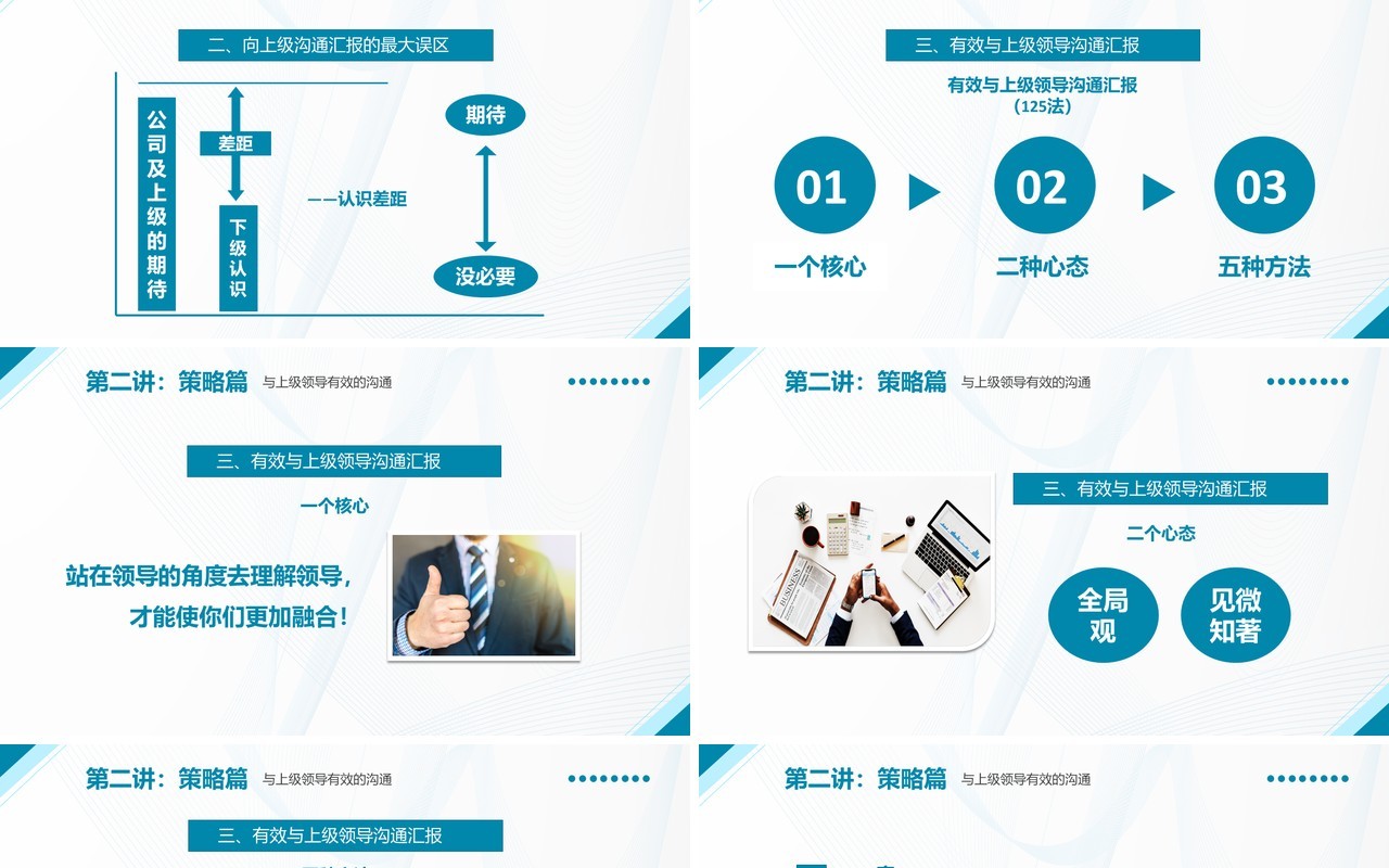 蓝色商务优秀管理者的有效沟通PPT模板