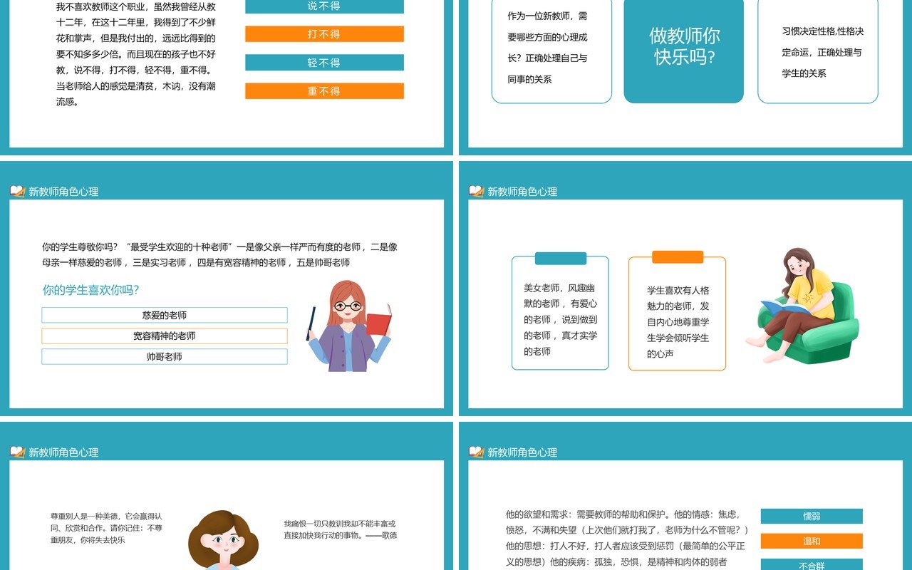新教师角色转变与心理成长动态PPT模板