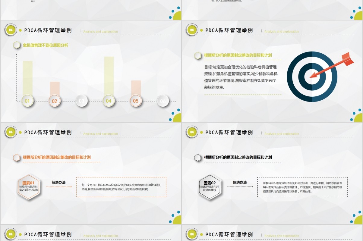简约多彩微立体PDCA医院护理品管圈汇报案例分析PPT模板