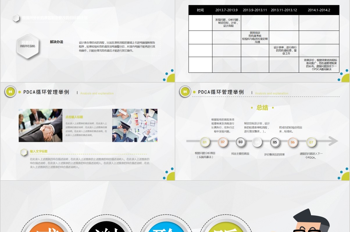 简约多彩微立体PDCA医院护理品管圈汇报案例分析PPT模板