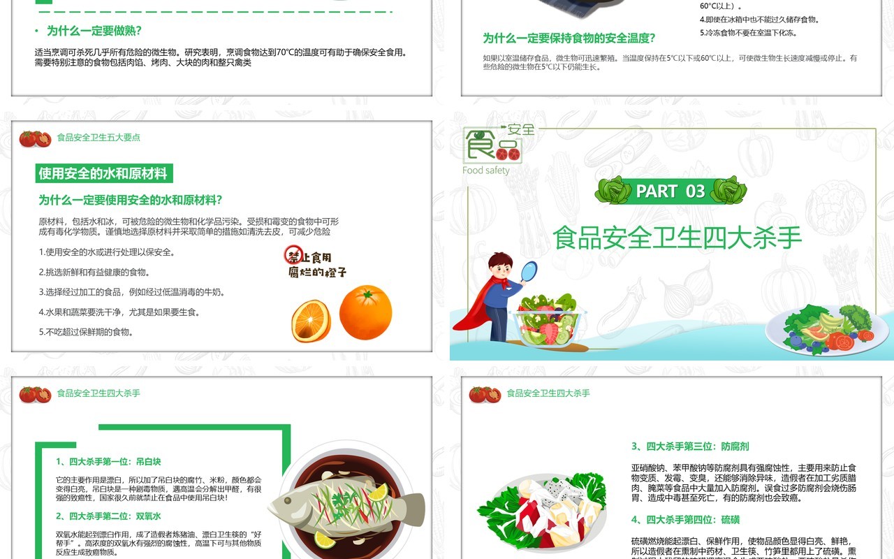 卡通全国食品卫生法宣传周PPT模板