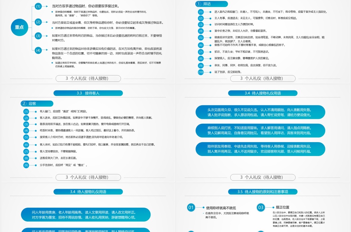 实用蓝色商务礼仪培训PPT课件模板