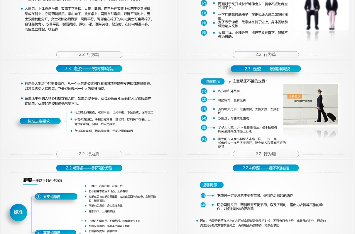 实用蓝色商务礼仪培训PPT课件模板