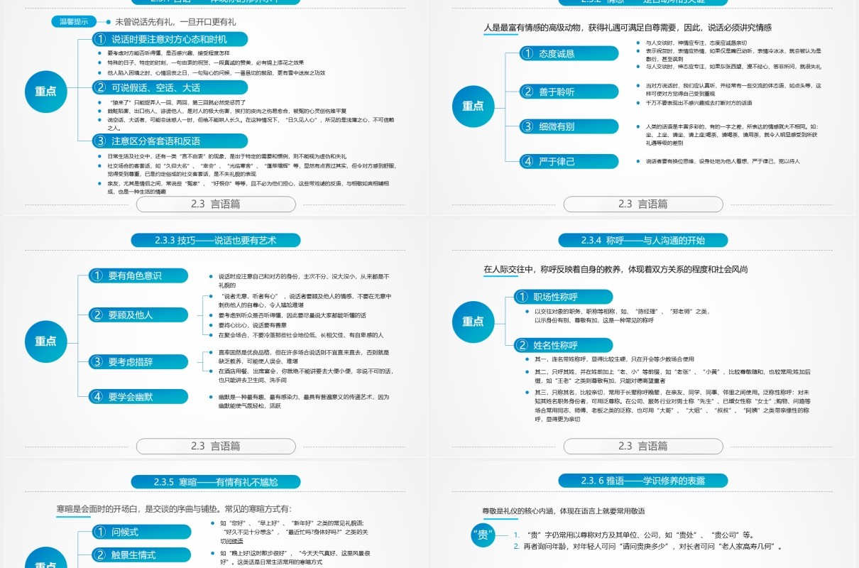 实用蓝色商务礼仪培训PPT课件模板