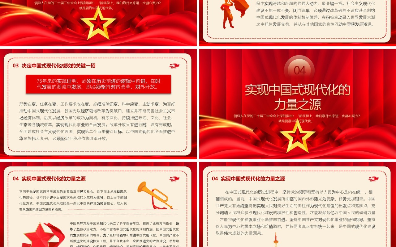 红色从75年看中国式现代化何以行PPT模板