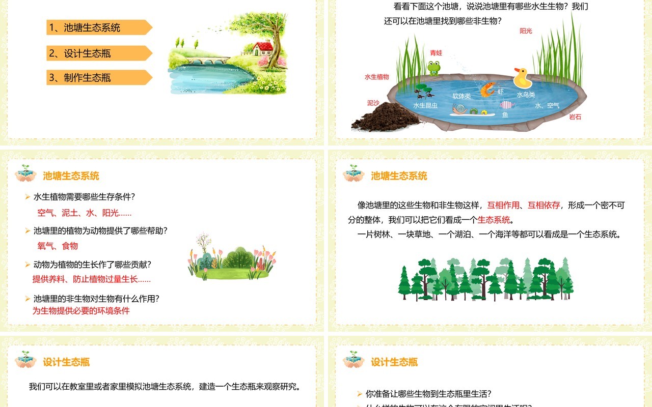 教科版五年级科学上册做一个生态瓶PPT模板