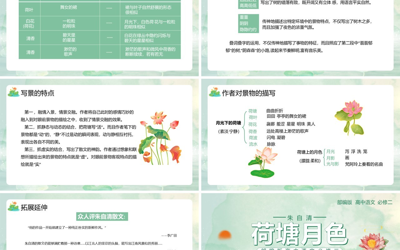 部编版高中语文必修二荷塘月色课件PPT模板