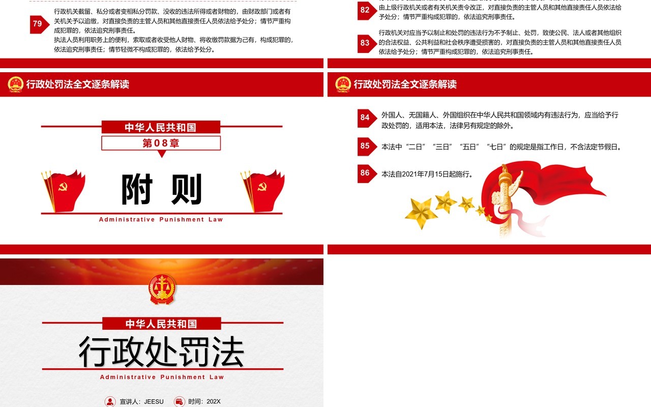 红色简约行政处罚法解读PPT动态模板