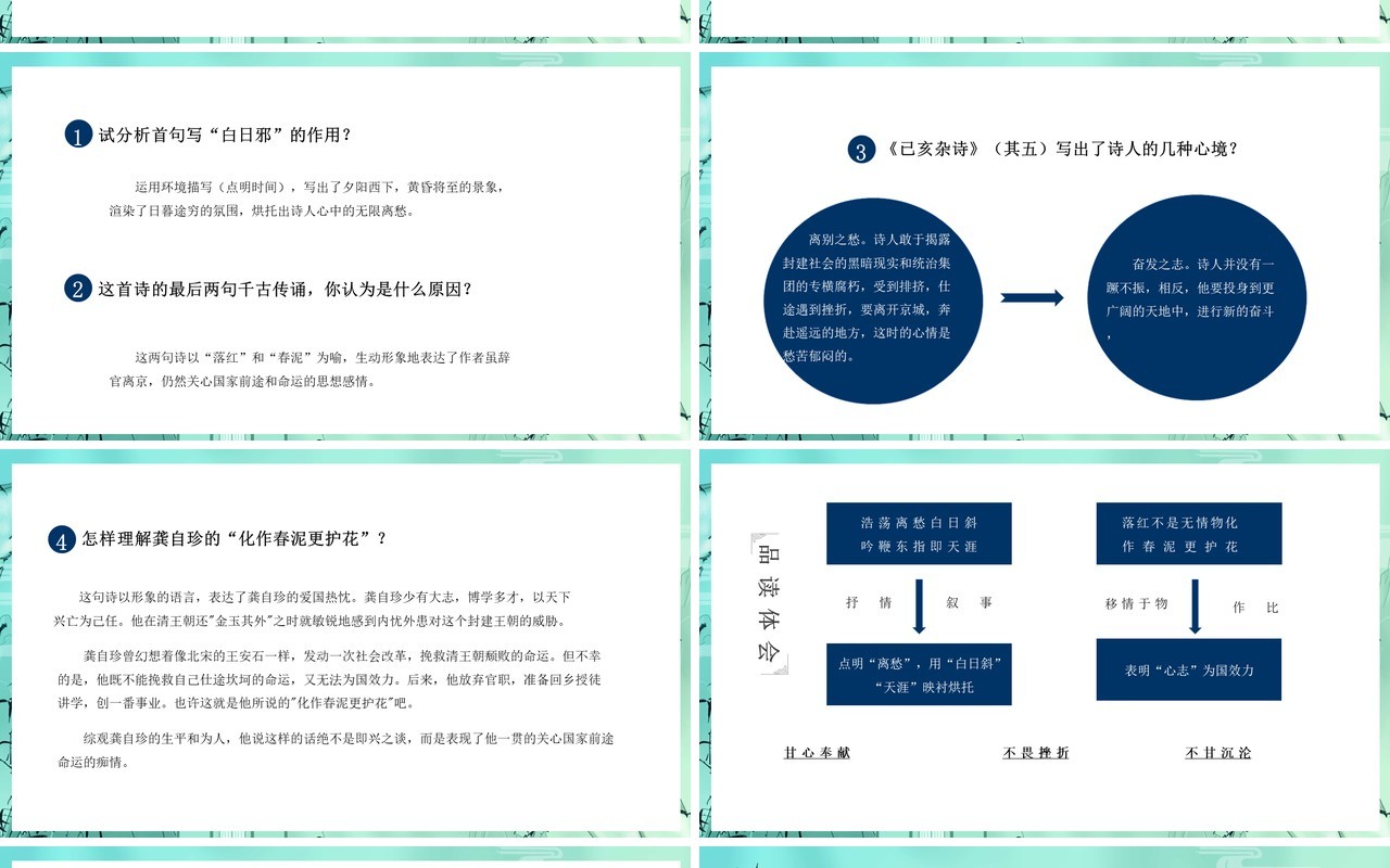 绿色中国风人教版七年级语文古代诗歌PPT模板