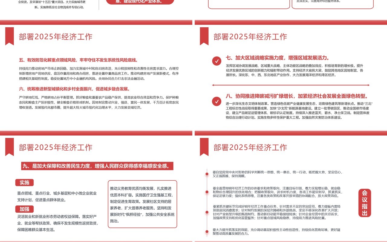 红色简约风中央经济工作会议速览PPT模板