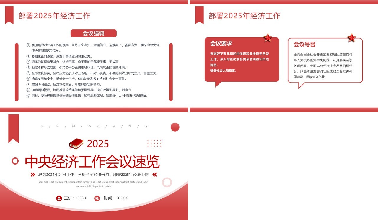 红色简约风中央经济工作会议速览PPT模板