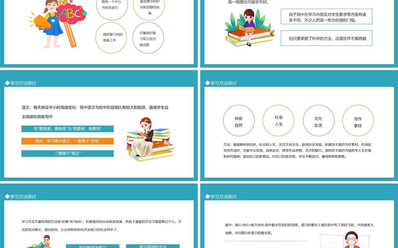 学习方法探讨主题教育班会动态PPT模板