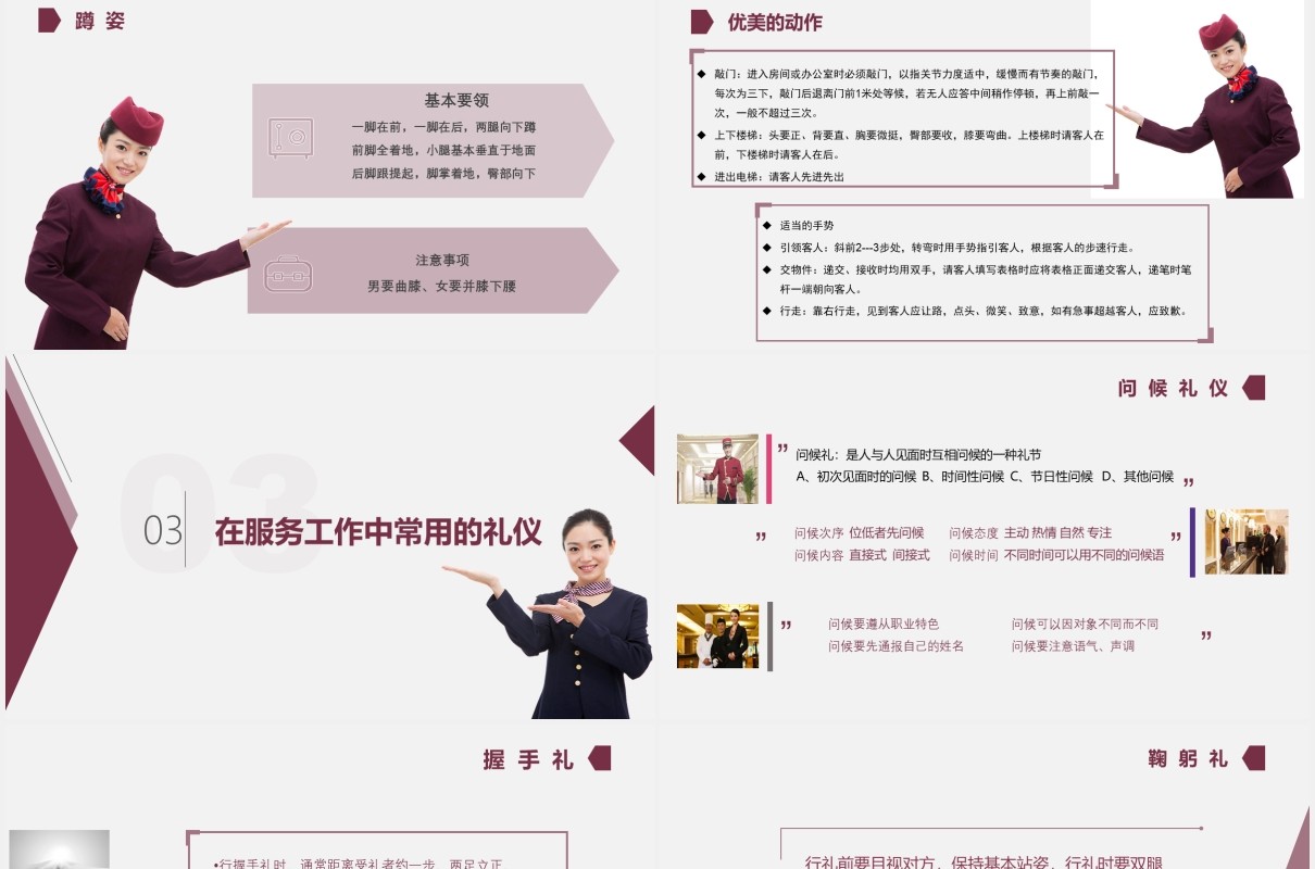 实用酒店服务礼仪优雅礼貌形象培训课件PPT模板