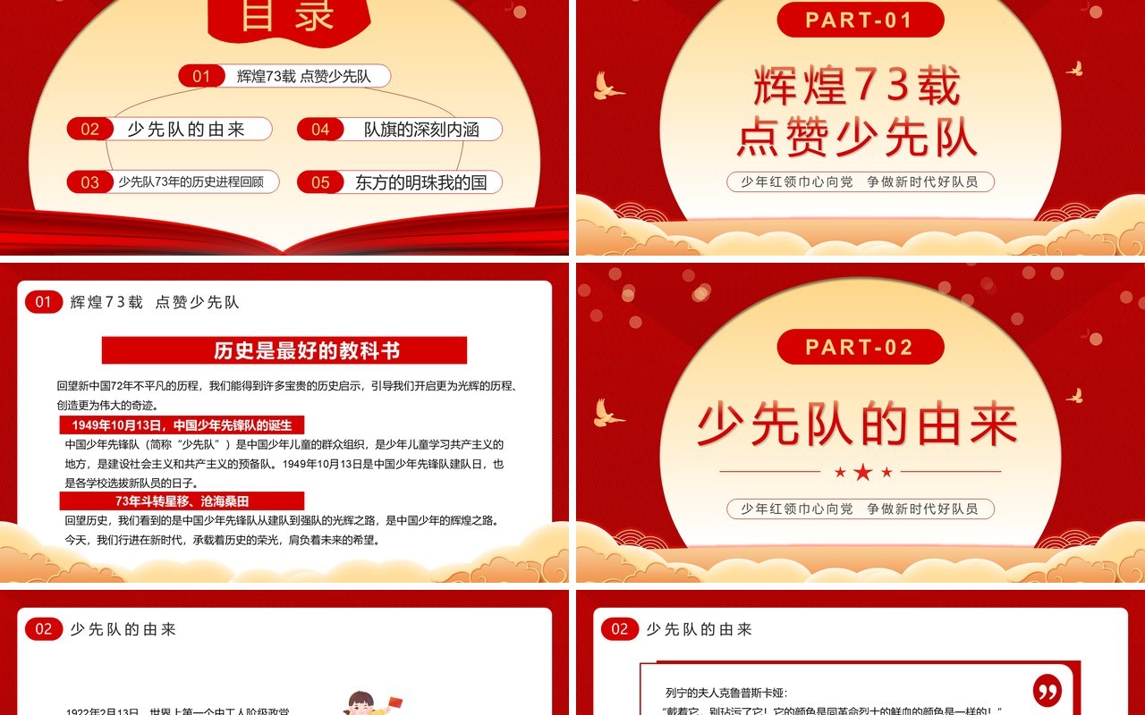 中国少先队成立73周年学习解读PPT模板