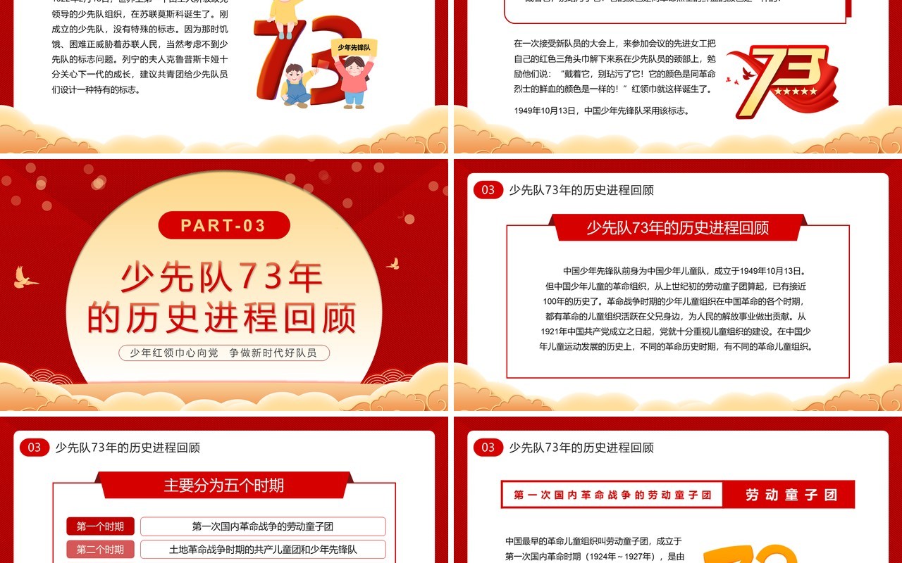 中国少先队成立73周年学习解读PPT模板