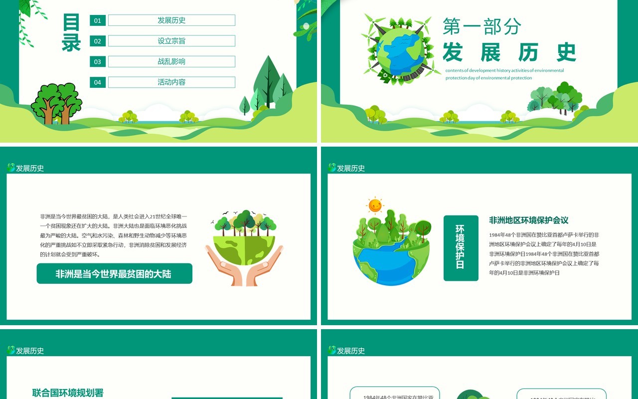 非洲环境保护日发展历史活动内容动态PPT模板