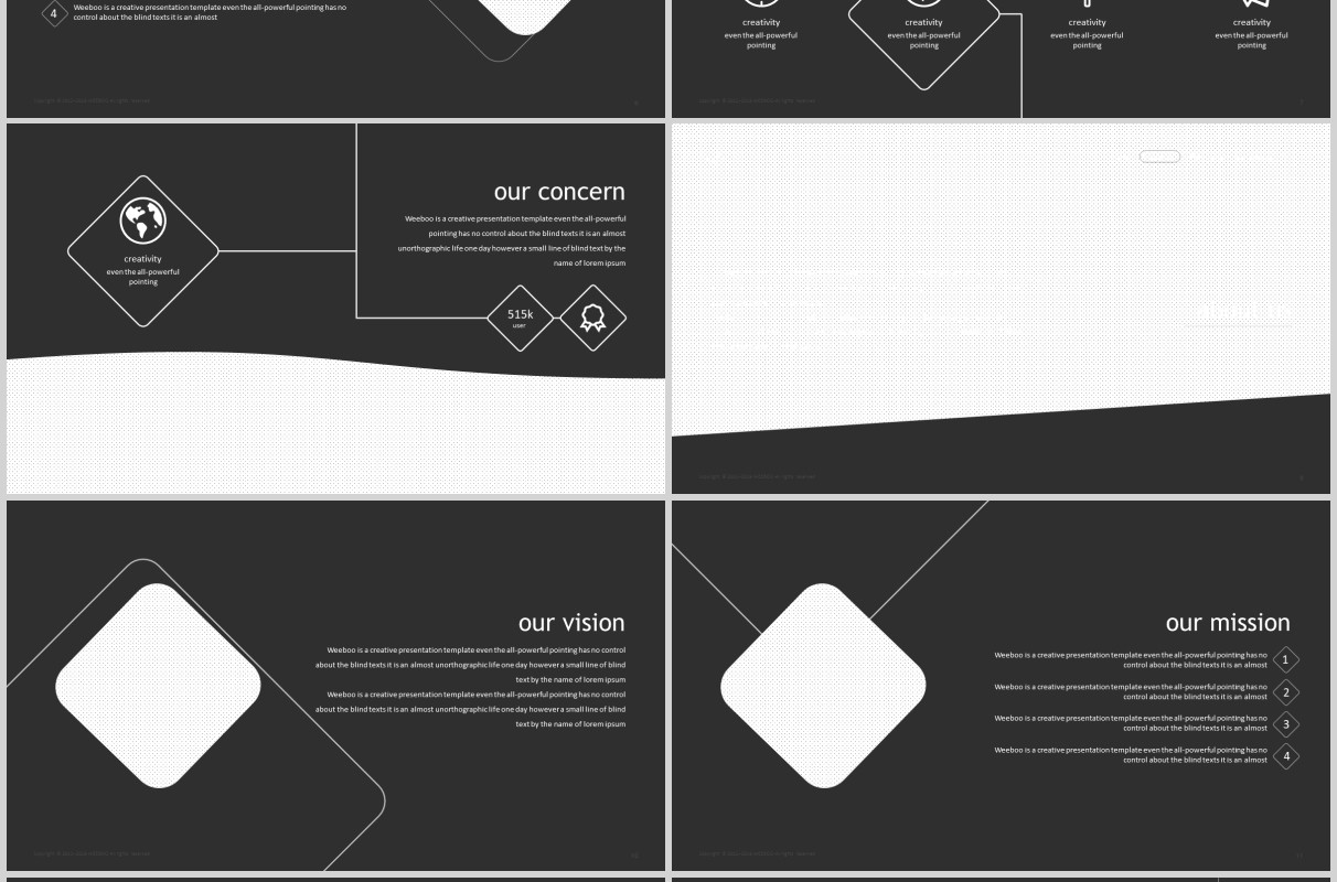 深色图片占位符PPT模板排版版式设计幻灯片演示Weeboo Powerpoint Template