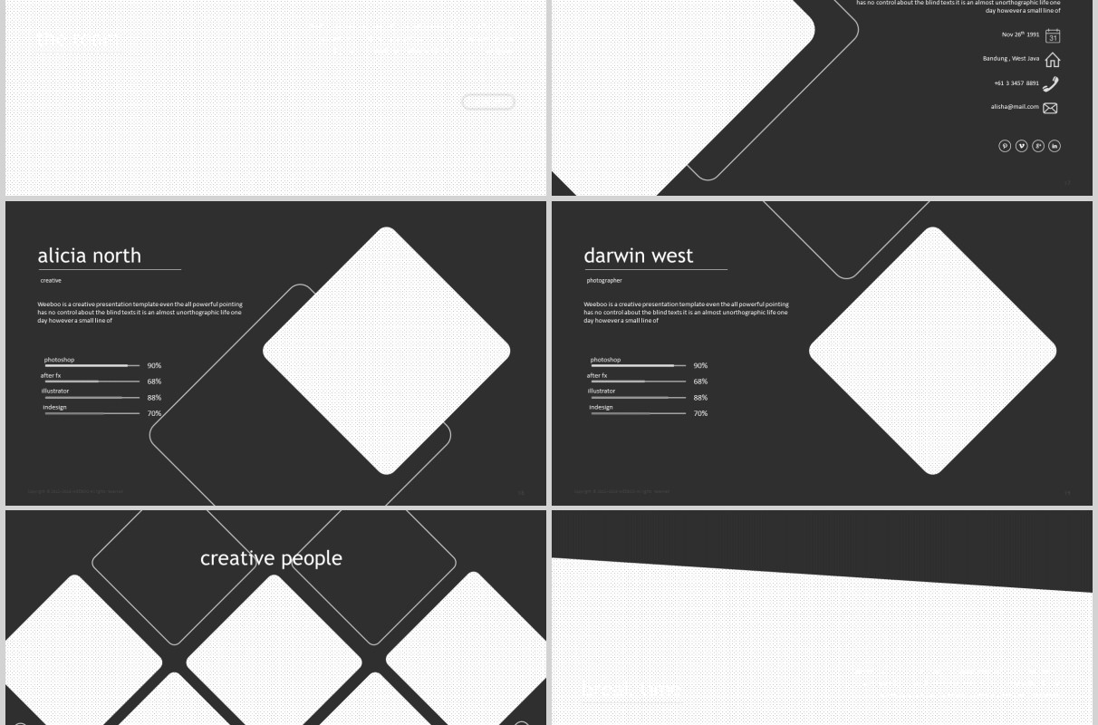 深色图片占位符PPT模板排版版式设计幻灯片演示Weeboo Powerpoint Template