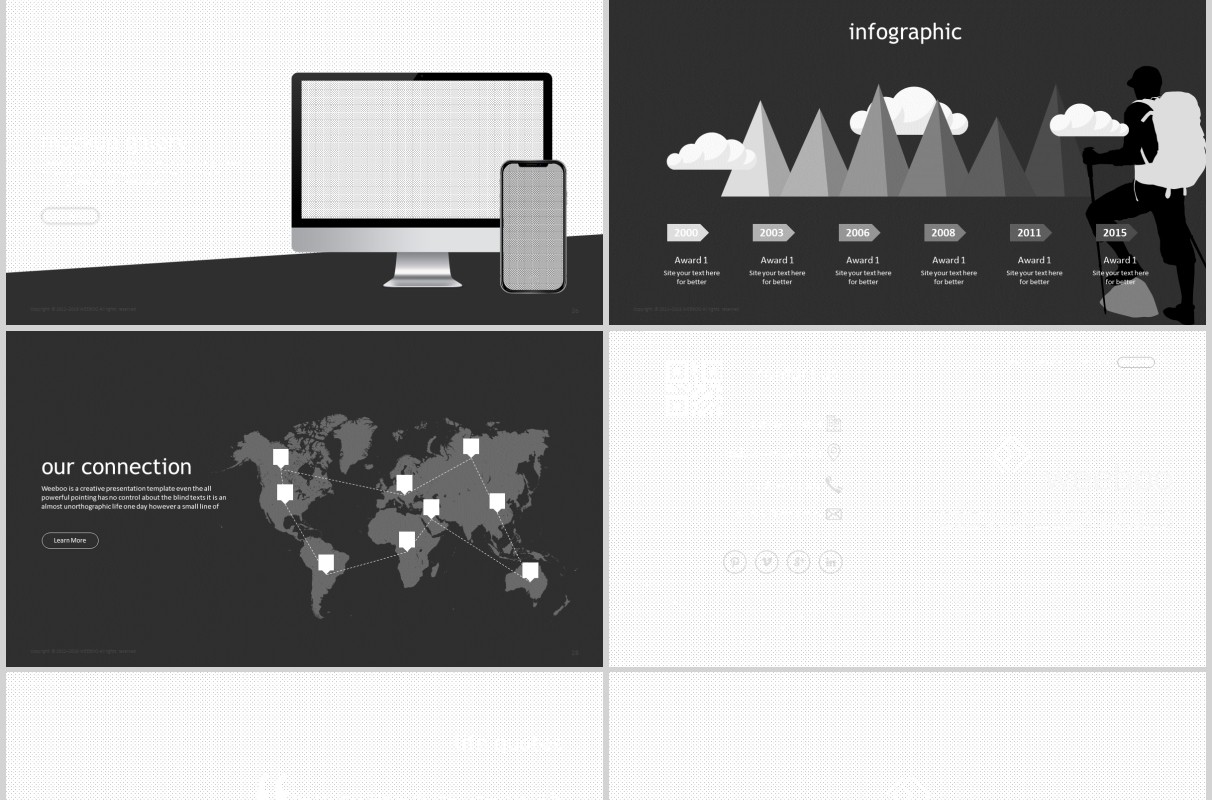 深色图片占位符PPT模板排版版式设计幻灯片演示Weeboo Powerpoint Template