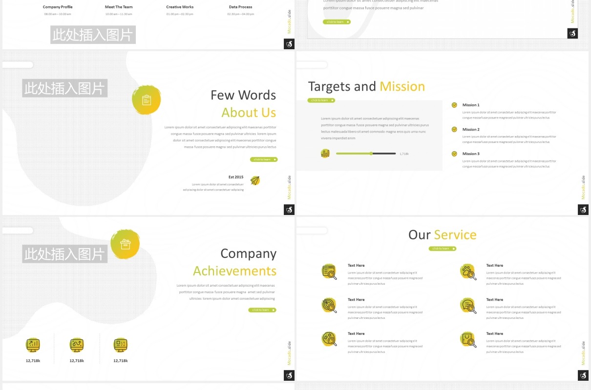 渐变色简约业务宣传介绍PPT图片版式设计模板Mocado - Business Powerpoint Template