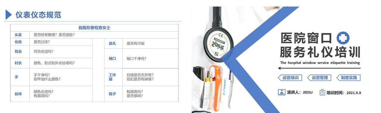 2021蓝色简约医院窗口服务礼仪培训PPT模板