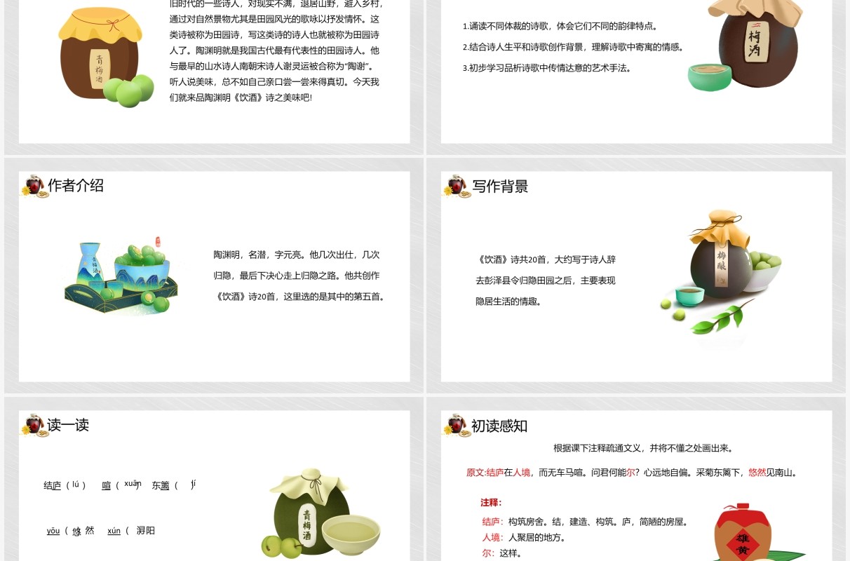部编版八年级语文上册饮酒课件PPT模板