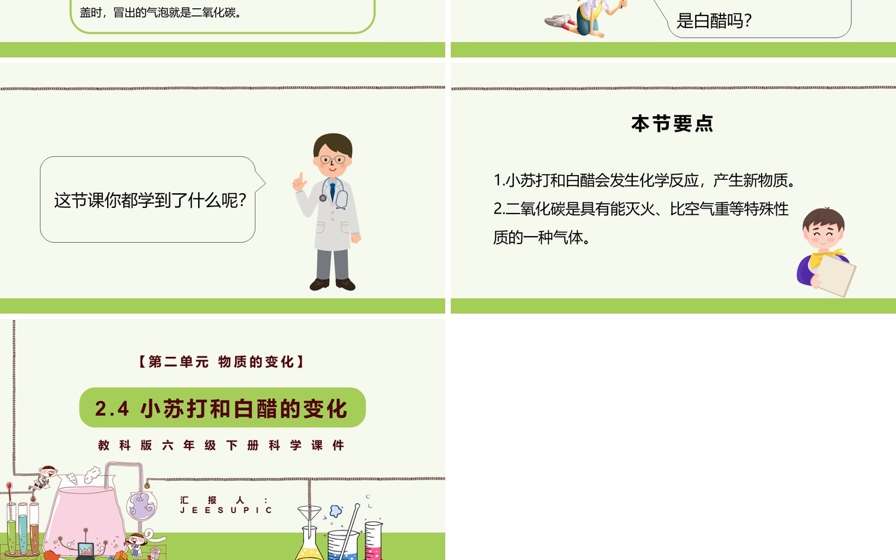 教科版六年级科学下册小苏打和白醋的变化 课件PPT模板