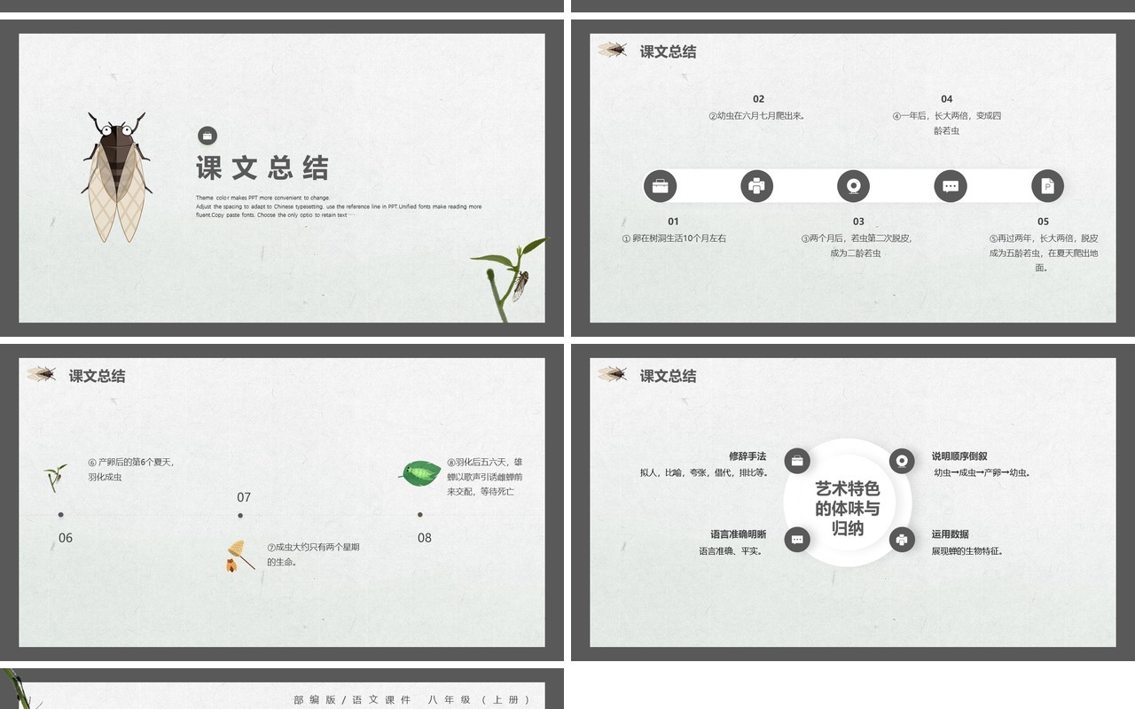 部编版八年级语文上册蝉课件PPT模板