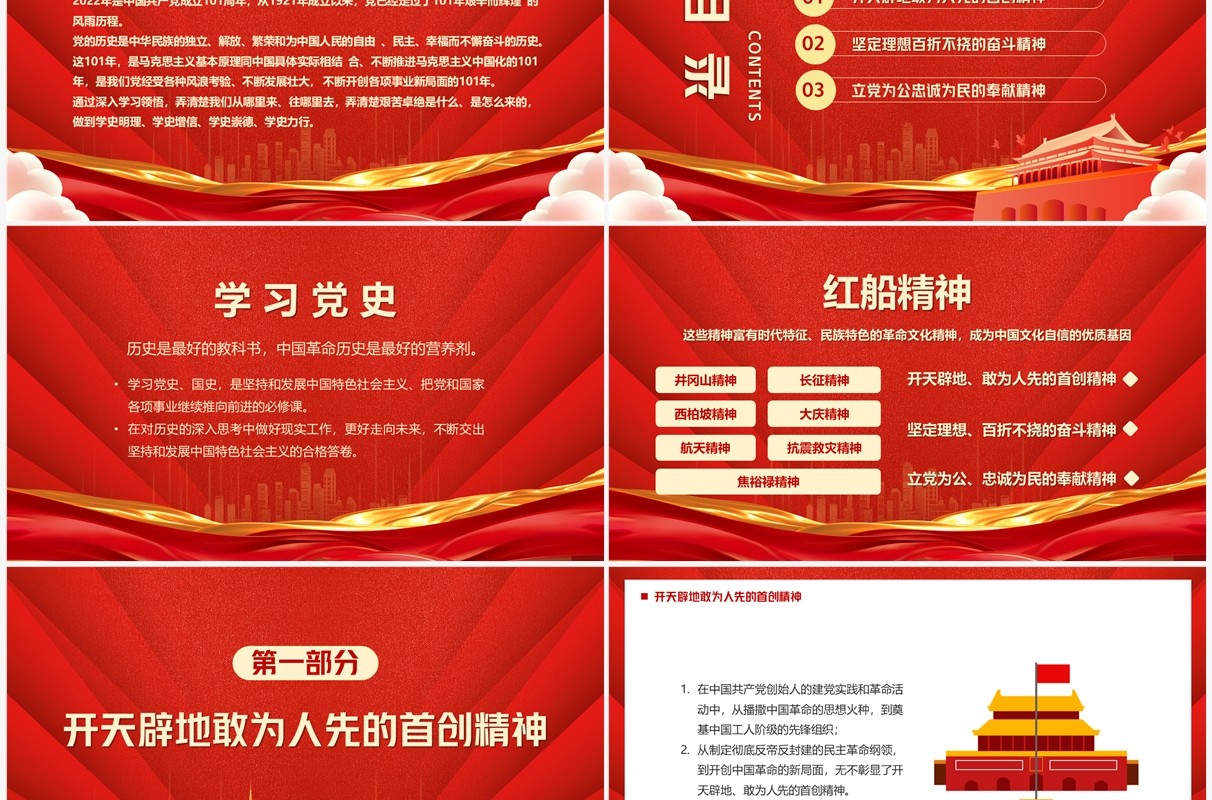 弘扬红船精神走在时代前列PPT模板