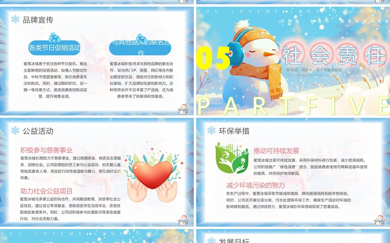 蓝色插画风蜜雪冰城品牌介绍PPT模板