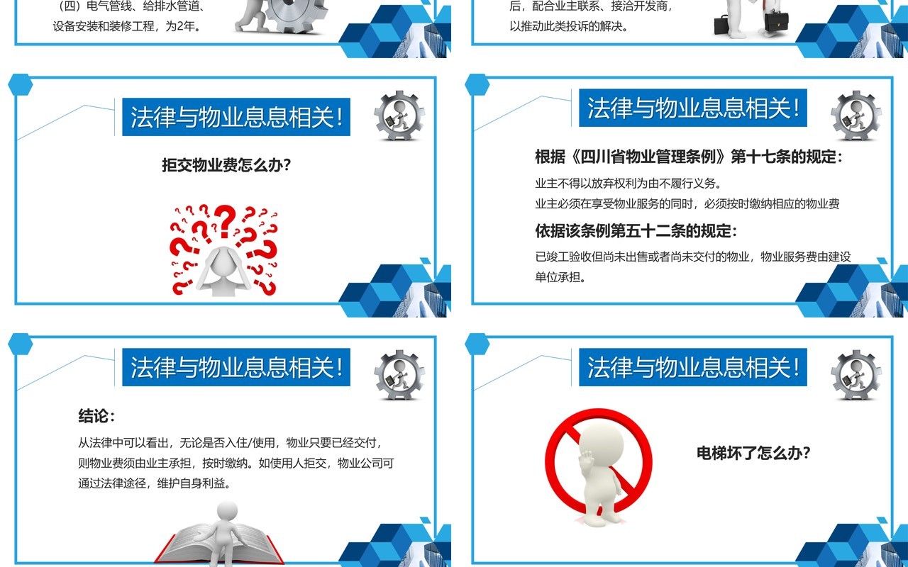 简约蓝色物业管理法律法规培训PPT模板