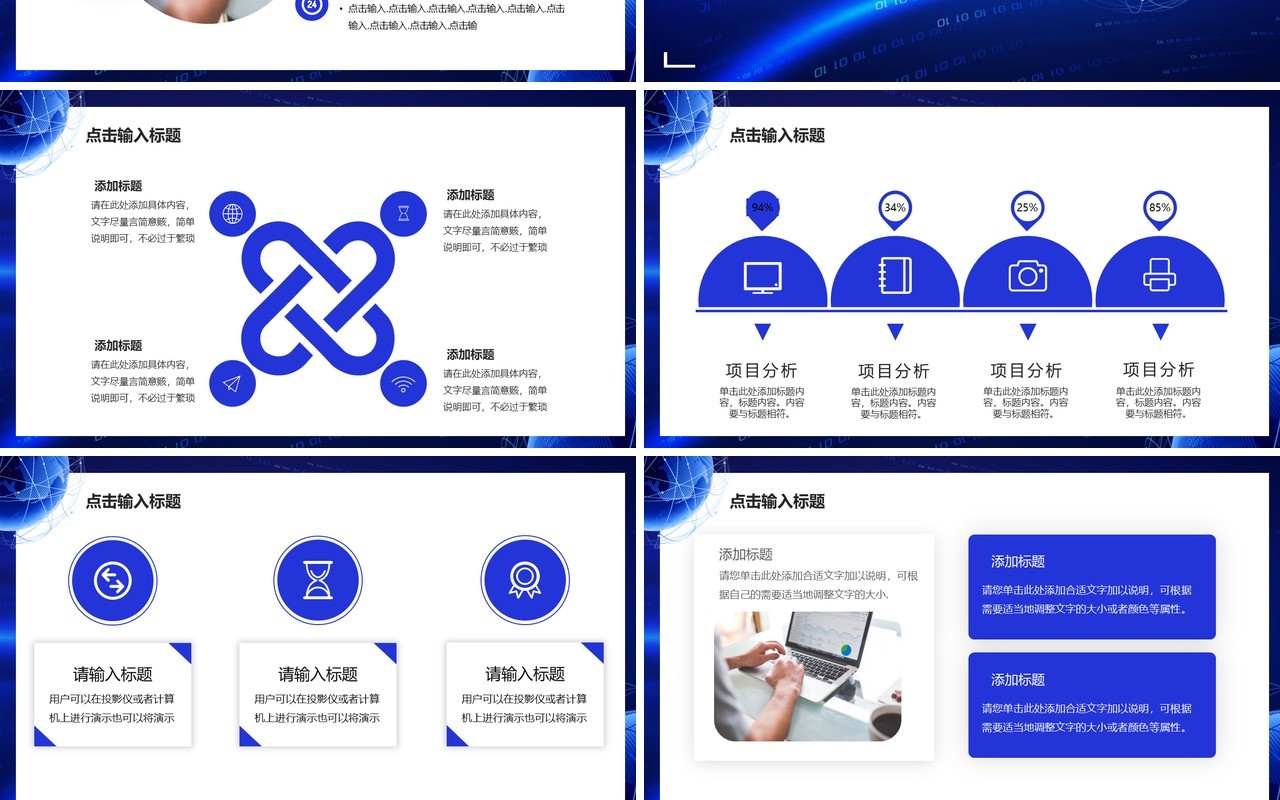 蓝色科技风年终述职报告PPT模板