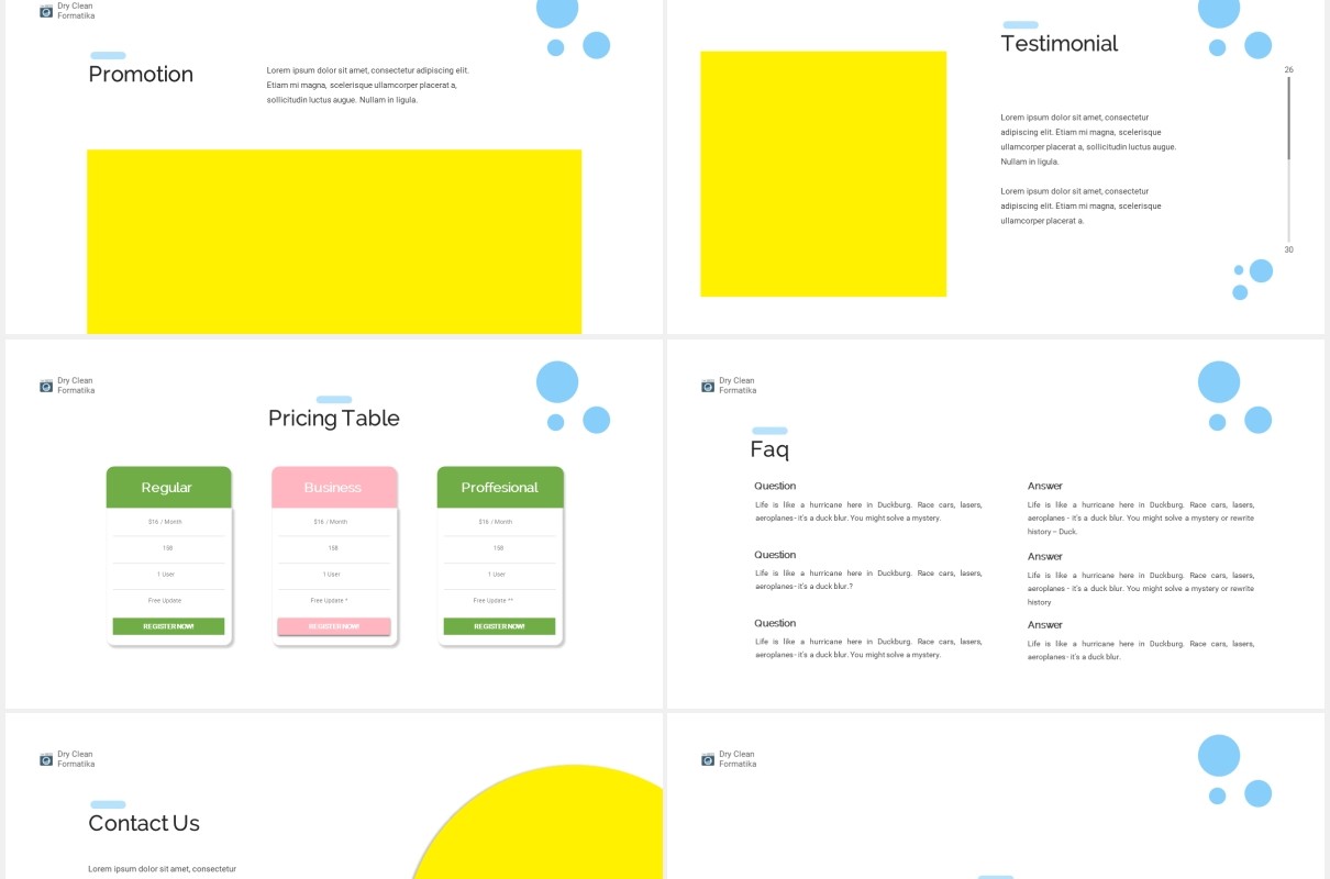 洗衣店宣传介绍PPT图片排版设计模板Laundry Powerpoint Template