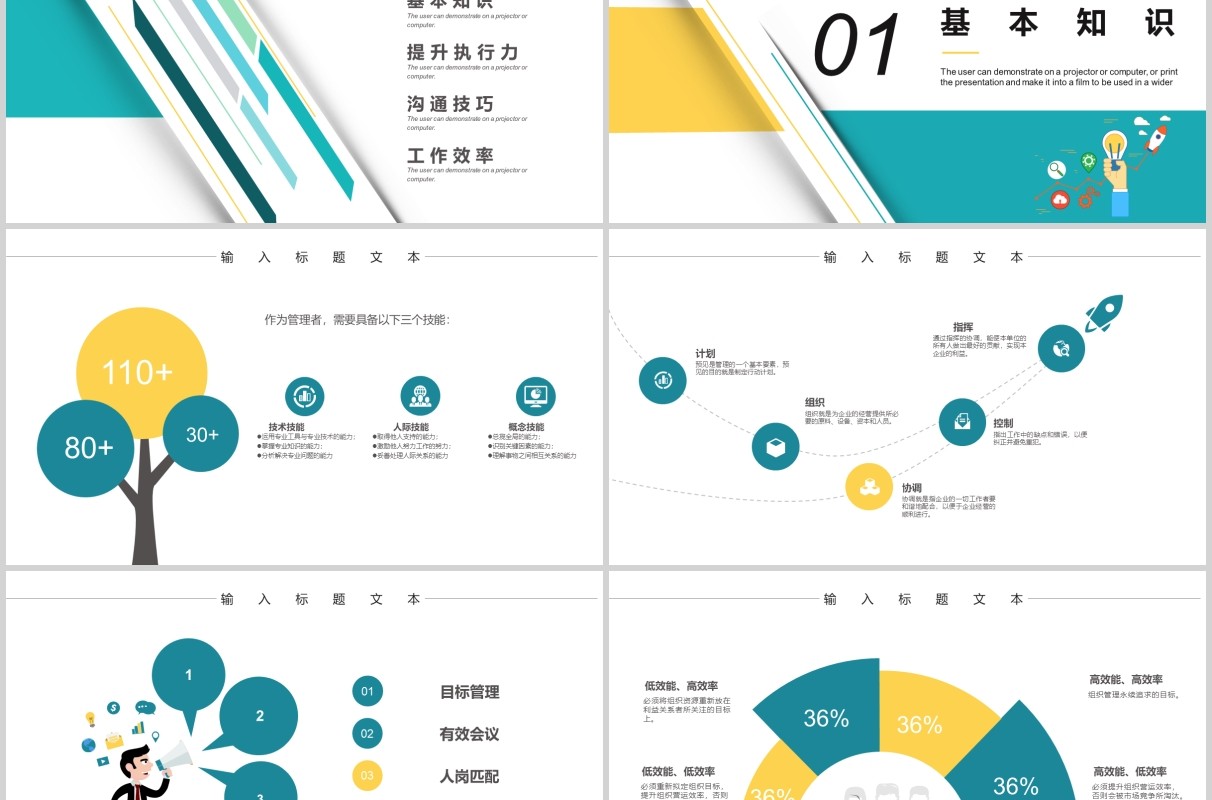 黄绿色工作效率能力提升课程培训PPT模板