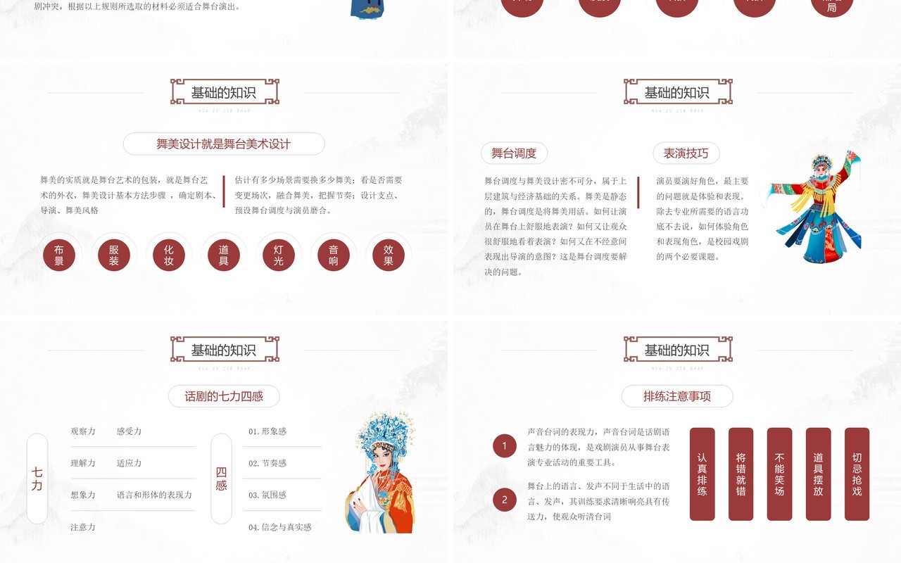 简约中国风话剧艺术文化介绍动态PPT模板