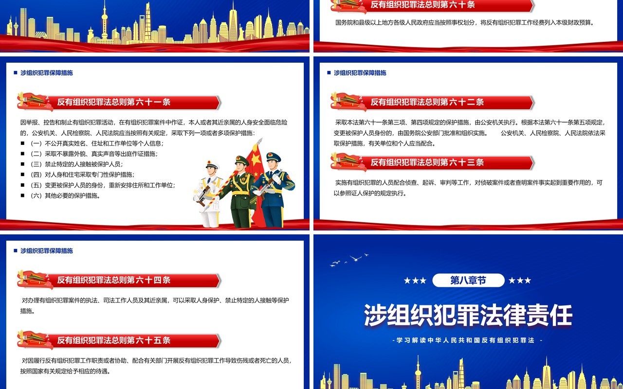 蓝色简约风反有组织犯罪法PPT模板
