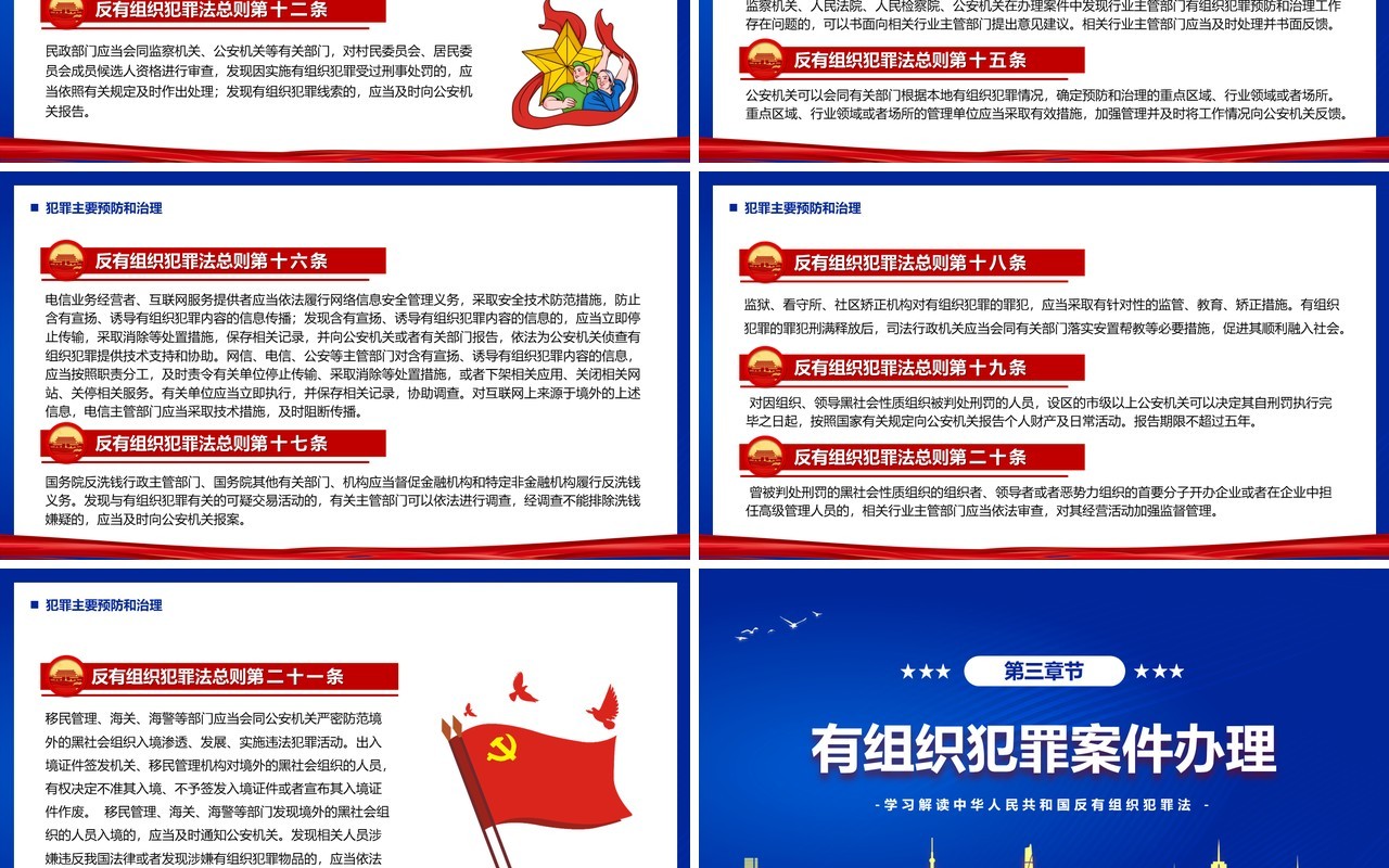 蓝色简约风反有组织犯罪法PPT模板