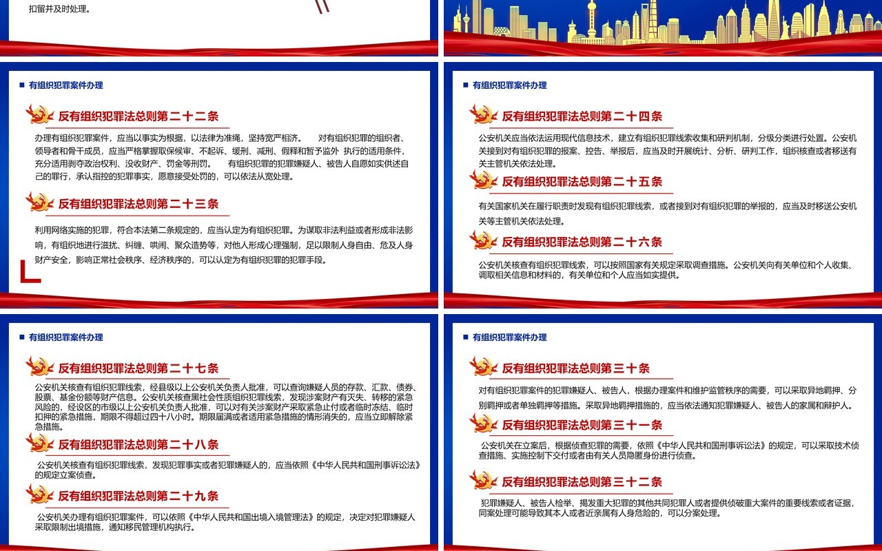 蓝色简约风反有组织犯罪法PPT模板