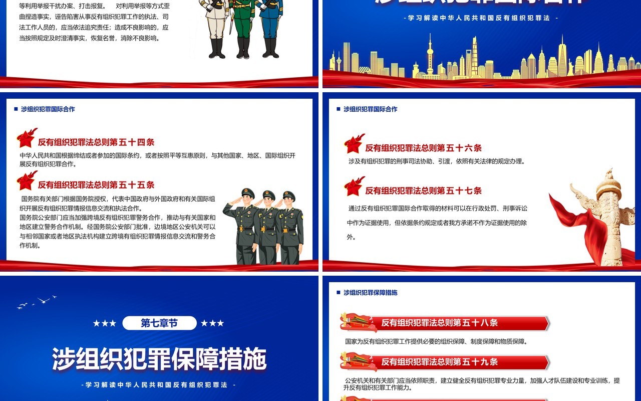 蓝色简约风反有组织犯罪法PPT模板