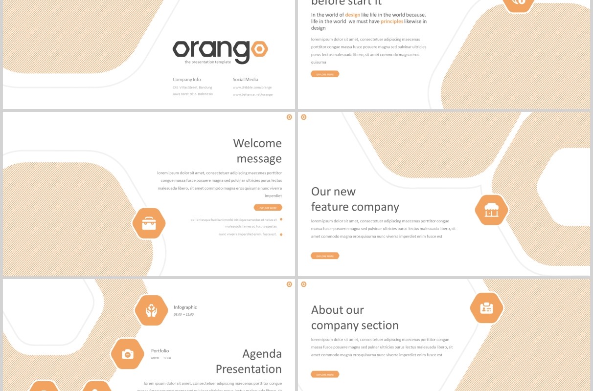 橙色系公司简介项目计划PPT模板版式产品展示Orango Powerpoint Template