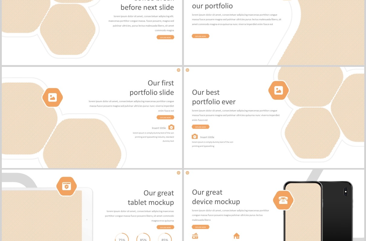 橙色系公司简介项目计划PPT模板版式产品展示Orango Powerpoint Template