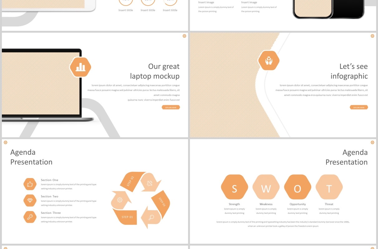 橙色系公司简介项目计划PPT模板版式产品展示Orango Powerpoint Template