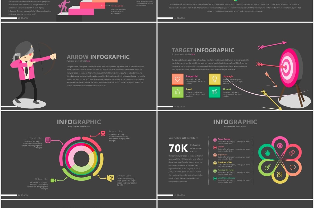 彩色可视化信息数据图表PPT素材模板telu3 powerpoint template