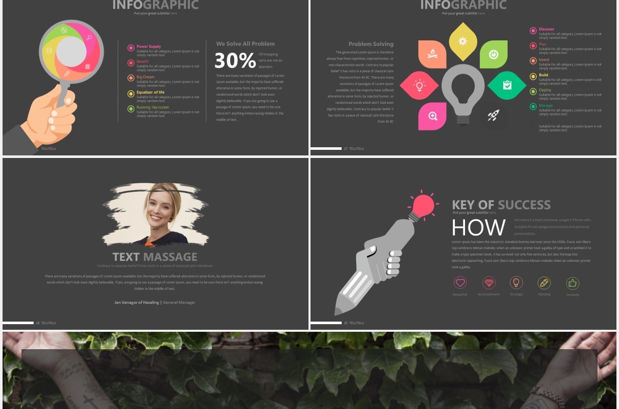 彩色可视化信息数据图表PPT素材模板telu3 powerpoint template