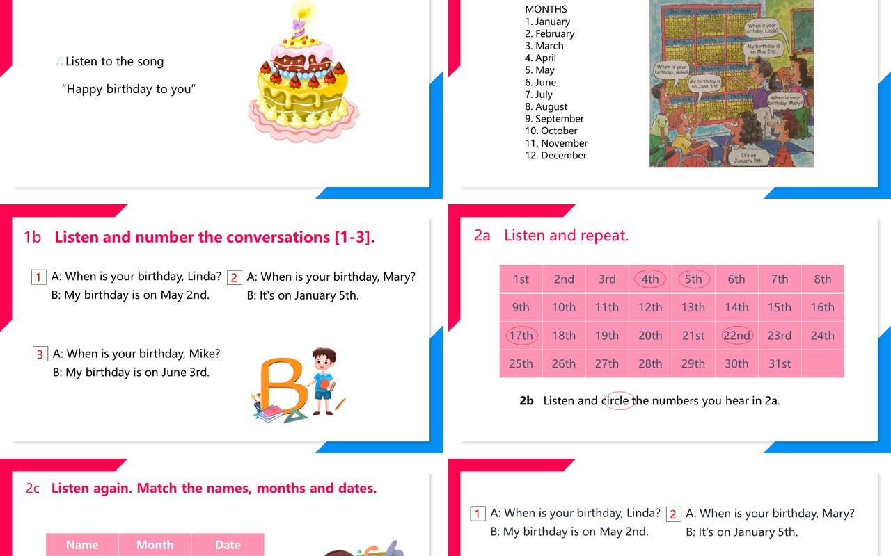 部编版七年级英语上册When is your birthday第一课时PPT模板