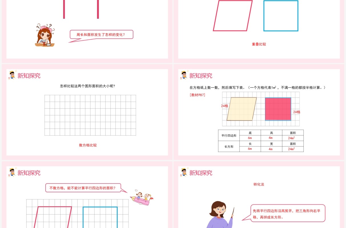 部编版五年级数学上册平行四边形的面积课件PPT模板